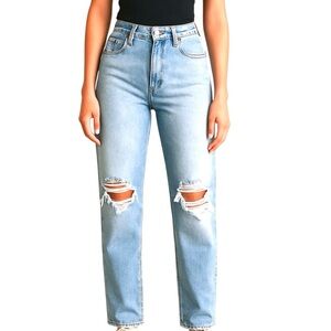 Agolde high rise, 90s, pinch waist jean, Button fly, distressed, loose fit sz 24